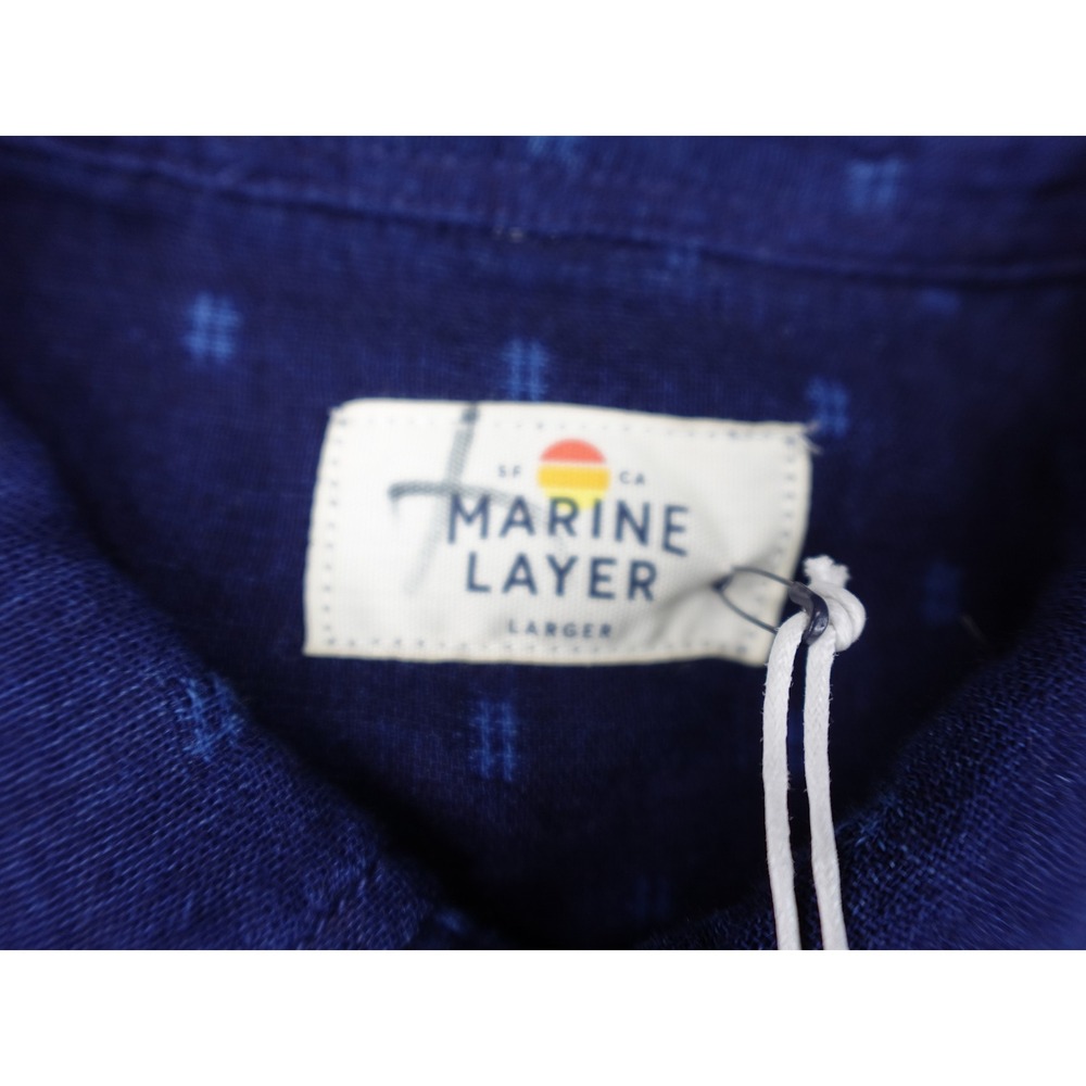 Marine Layer Button Down Mens Large Indigo Hudson Woven Micro Print Shirt - Picture 4 of 8